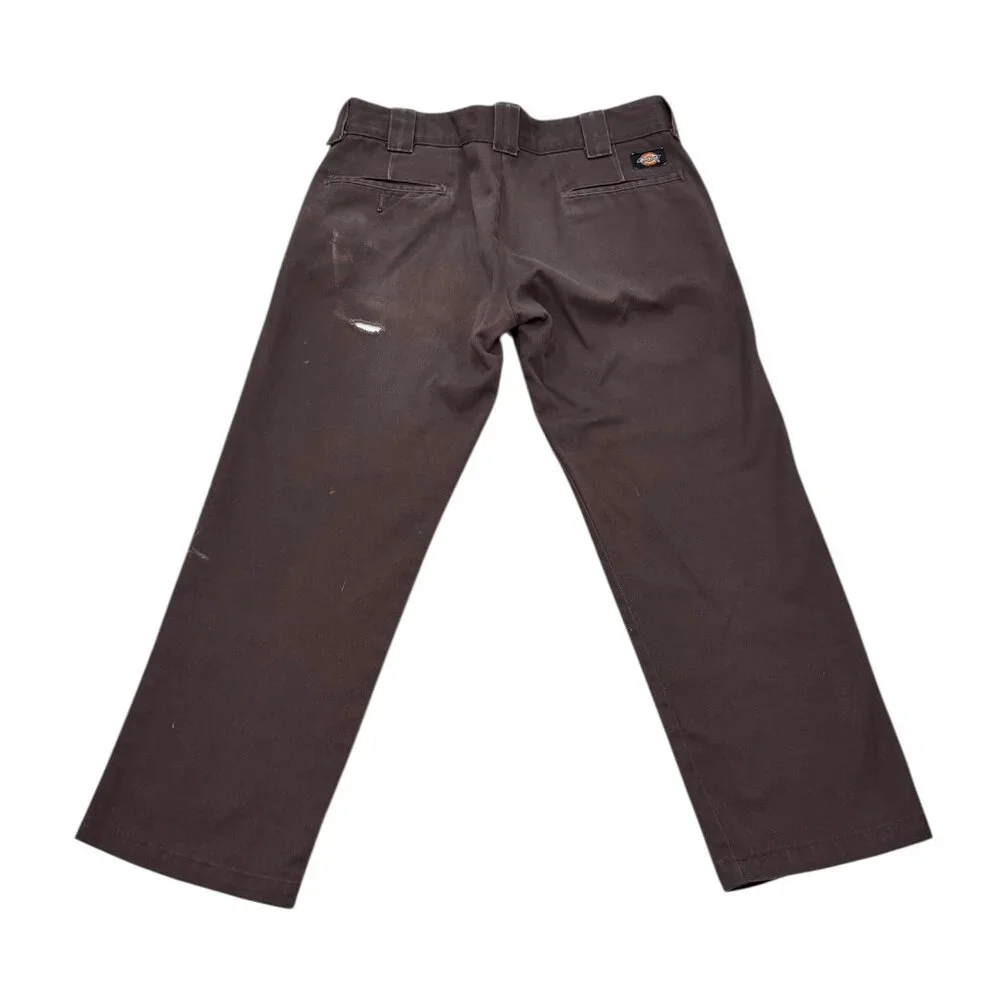 Men’s Dickies Slim Straight Work Pants Brown Distressed Paint Splatter - Picture 15 of 15